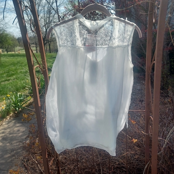 CARLA CONTI SLEEVELESS SILK CHIFFON CAMISOLE NWT WHITE SIZE MEDIUM - Picture 15 of 15